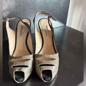 Oscar de la Renta Black snake pumps